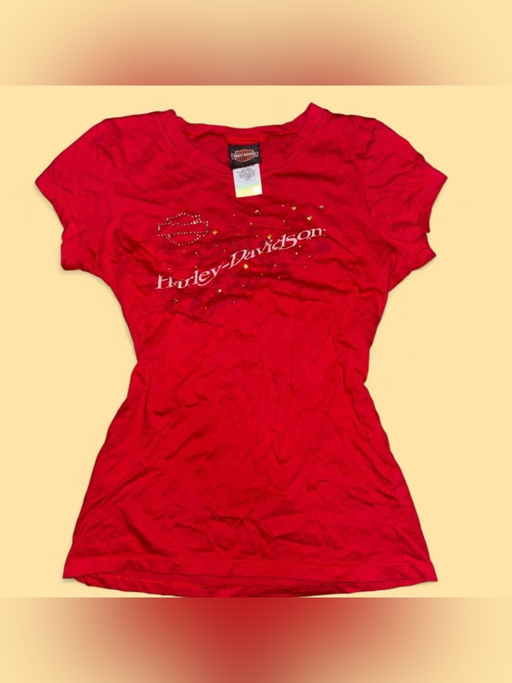 Harley-Davidson Women's Red Bedazzled Logo Tee